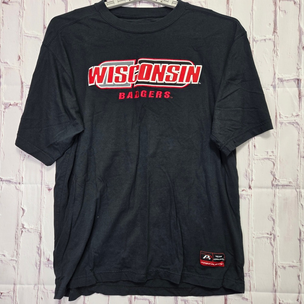 Vintage Y2K 90's Wisconsin Badgers Football NCAA T-Shirt Stitched Logo Men XL